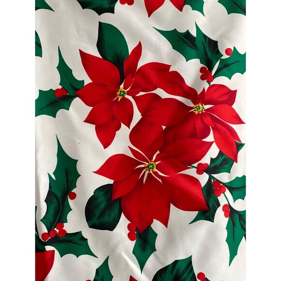 VTG Poinsetta Christmas Holiday Scarf Italy  Art Craft Remnant AS IS - Picture 5 of 12